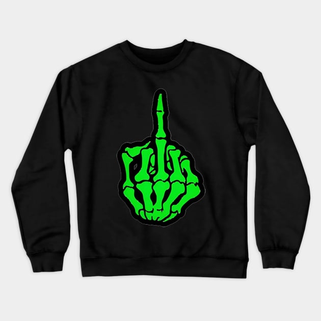 Skeleton Middle Finger Crewneck Sweatshirt by  The best hard hat stickers 